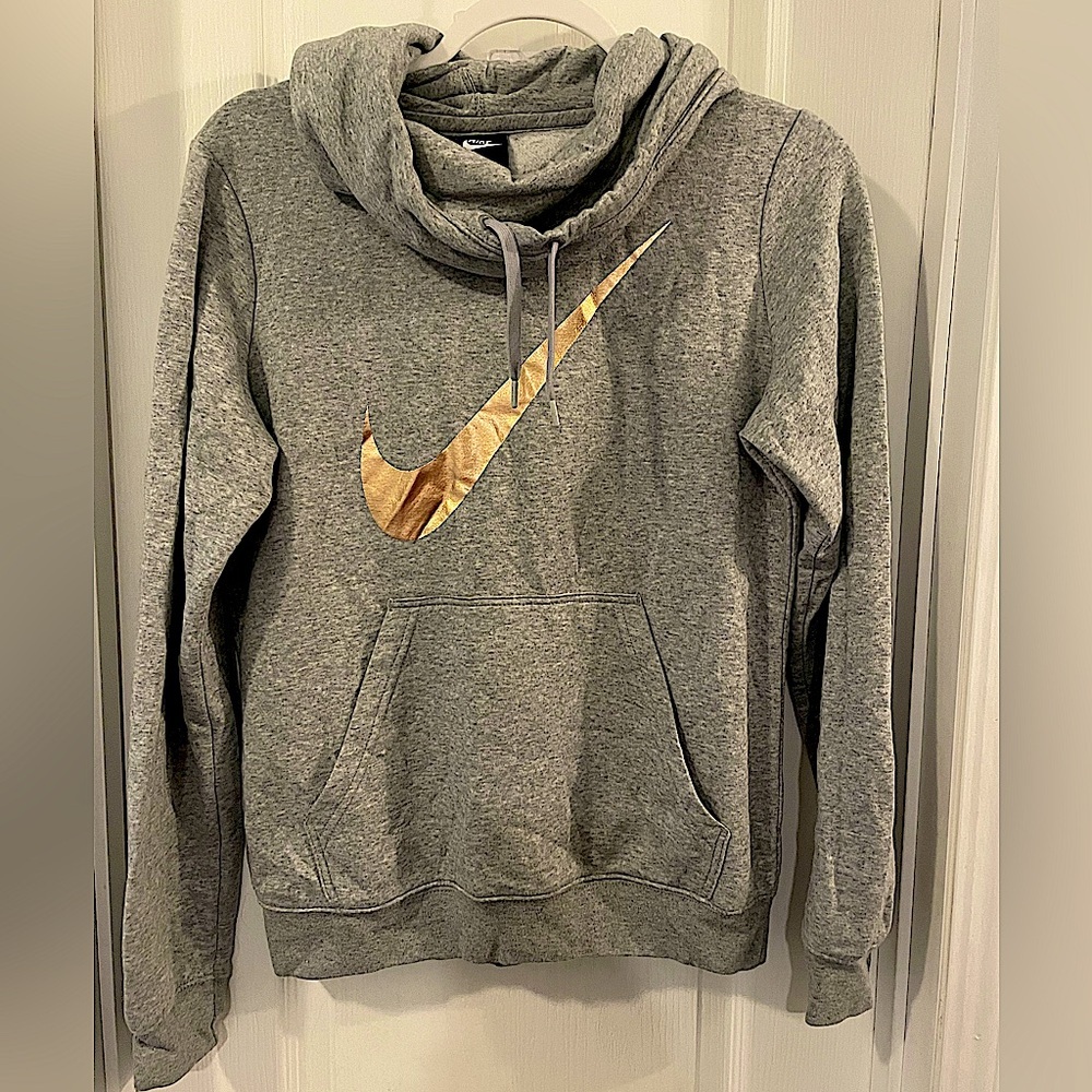 Nike Gray and Gold Hoodie